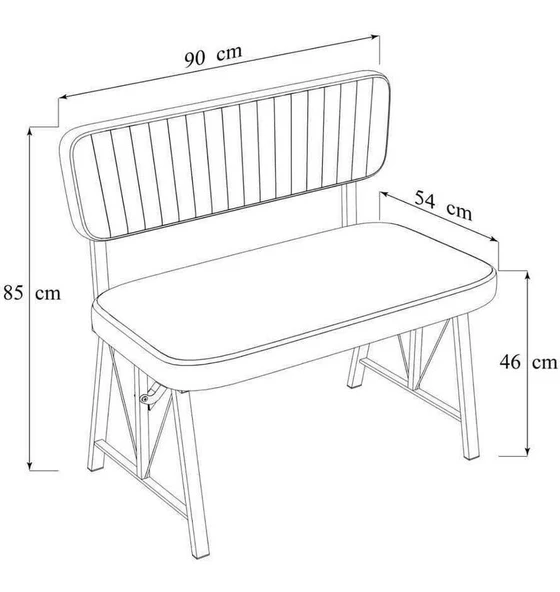 Hayat 70x110 Beyaz Mutfak Masası, Mutfak Masası Takımı, Yemek Masası, 2 Sandalye 1 Bench - Krem - 4