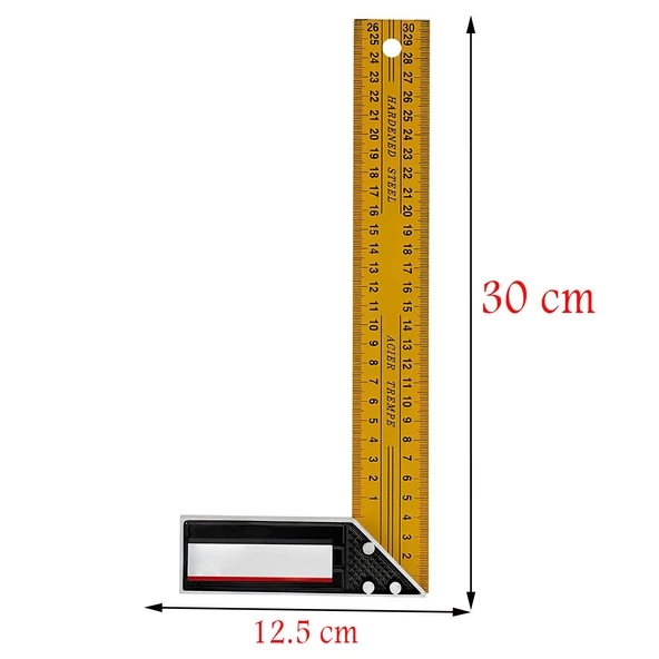 Alüminyum Marangoz L Gönye Sarı Gönye Cetvel Kaynak Kaynakçı Marangoz Gönyesi 300 mm - 2