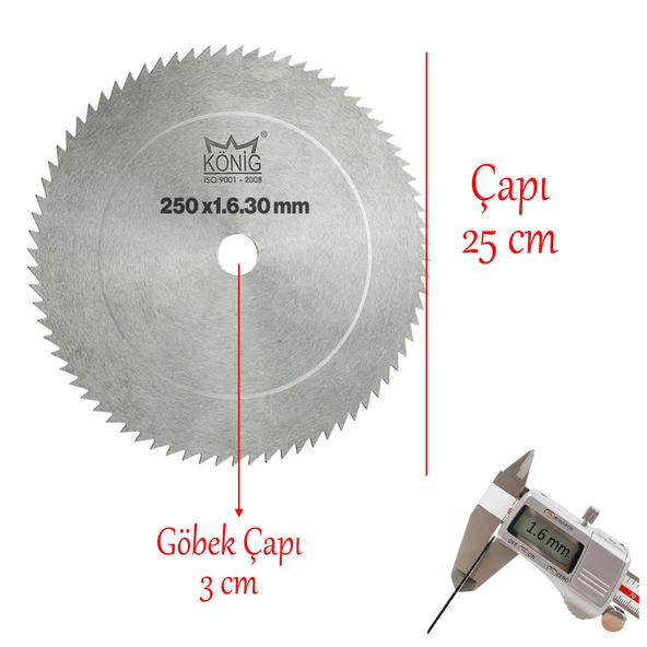 Marangoz Sunta Mobilya Ahşap Kesme König Daire Testere Elmassız 250x1.6x30 mm - 2