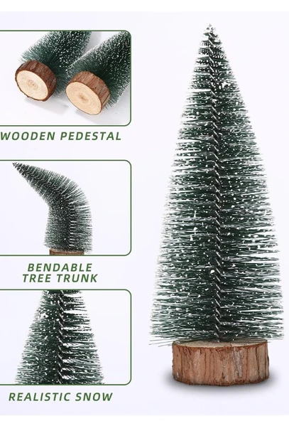 3 Lü Set Nevada Mini Çam Ağacı Uçlarına Kar Yağmış Karlı Yılbaşı Hediyesi 15 - 12 - 8 cm - 5