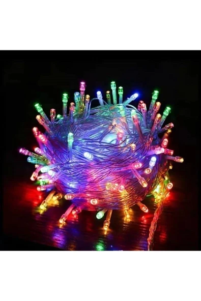 Rgb Renkli Işık Pirinç 10 Metre 100'lü Ledli  Yılbaşı Ağaç Işık 8 Fonksiyonlu Dekoratif Led