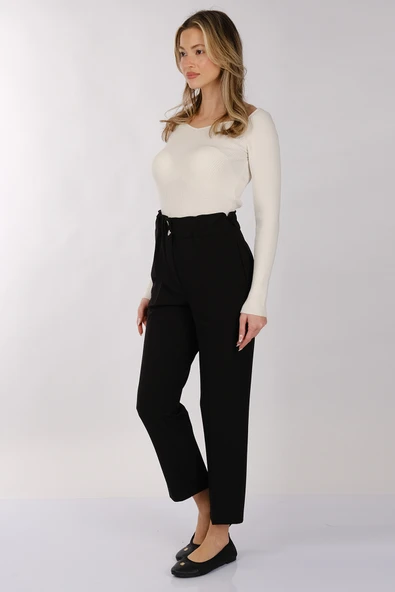 Modiva Minimalist Yüksek Bel Crop Pantolon - Günlük & İş - 4