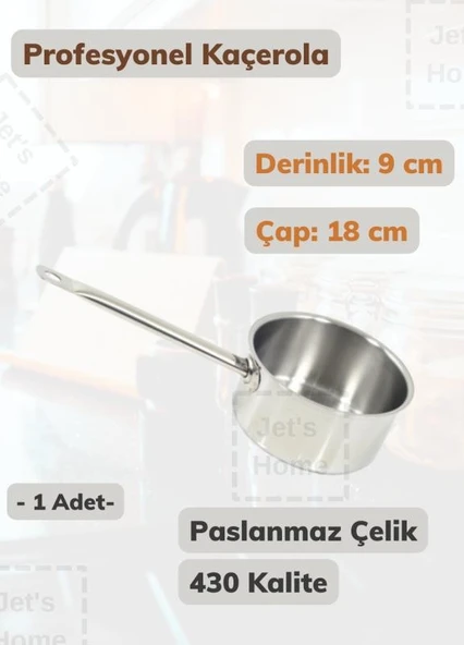 Profesyonel Kaçerola 18 cm Paslanmaz Çelik 430 Kalite