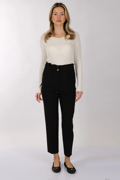 Modiva Minimalist Yüksek Bel Crop Pantolon - Günlük & İş - 2