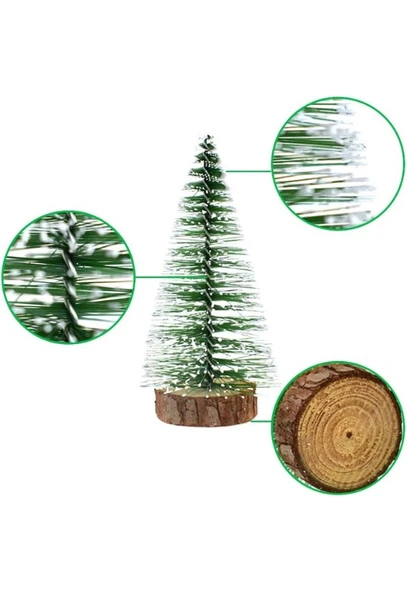 3 Lü Set Nevada Mini Çam Ağacı Uçlarına Kar Yağmış Karlı Yılbaşı Hediyesi  15 - 12 - 8  cm - 6