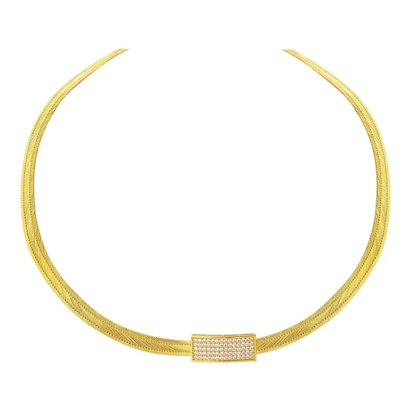 3 Sıra Taşlı 22 Ayar Trabzon Kolye TK003