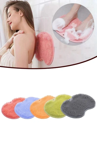 2 Adet Slikon Duş Kesesi Vantuzlu Banyo Pedi El Ayak Vücut Silikon Banyo Duş Lifi - 4