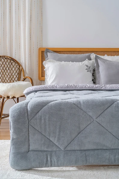 Rivaİstanbul Gri Loura Tek Kişilik Çift Taraflı Lüx Wellsoft Yorgan 155x215 cm - Resim 2