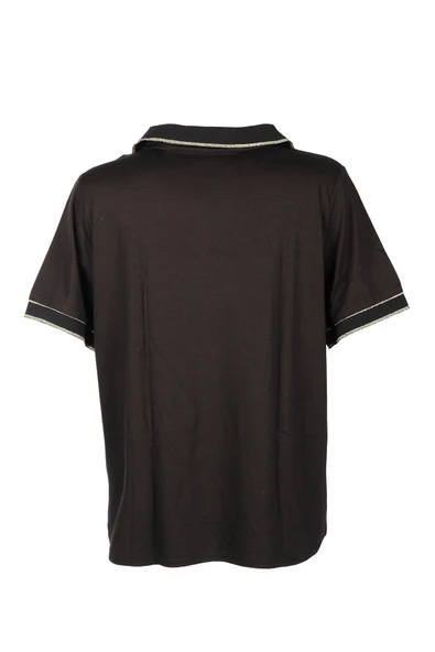 Vedi Büyük Beden Polo Yaka Sim Detaylı Kadın T-Shirt - 9