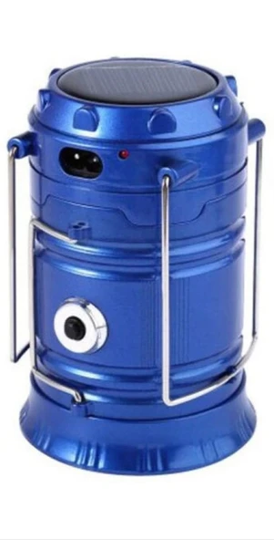 Kamp Lambası Solar Kamp Çadır Feneri Led Şarjlı Usb Girişli Işıldak Lacivert - 3