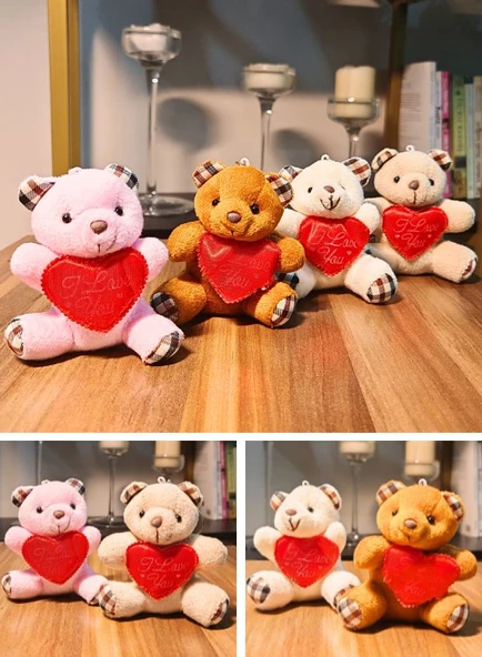 4 Adet Mini Lüx Ayıcık Kalpli Love Yazılı Hediyelik Ayıcık 11 cm x 9 cm - 2