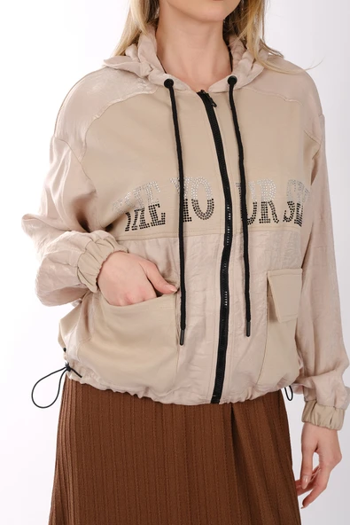 Ysatis Oversize Kapüşonlu Minimalist Kadın Ceket - Günlük Kullanım - 9