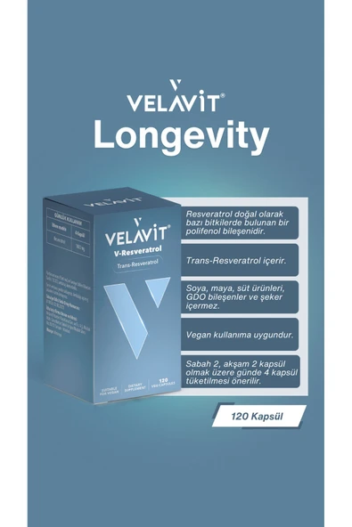Velavit V-Resveratrol 120 Kapsül - Resim 5