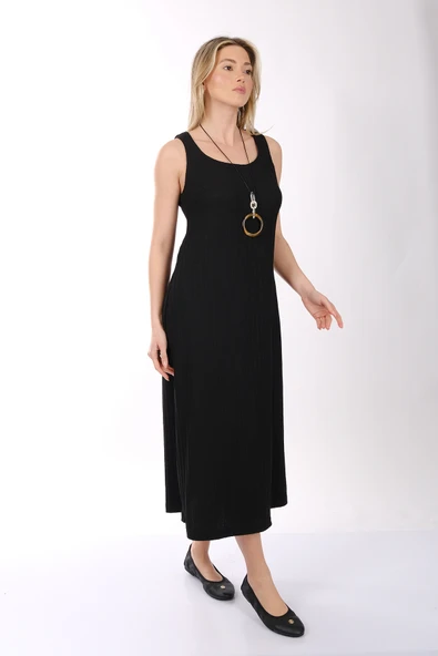 Ysatis Minimalist Kolsuz Midi Elbise - Rahat & Şık - 9