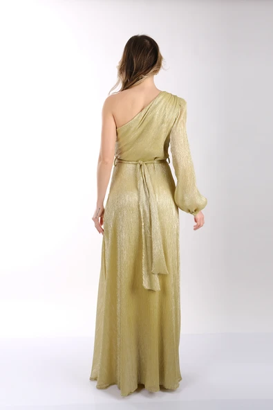 Explosion Tek Omuz Maxi Metalik Elbise - Şıklığı ve konforu bir arada! - 5