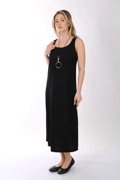 Ysatis Minimalist Kolsuz Midi Elbise - Rahat & Şık - 11