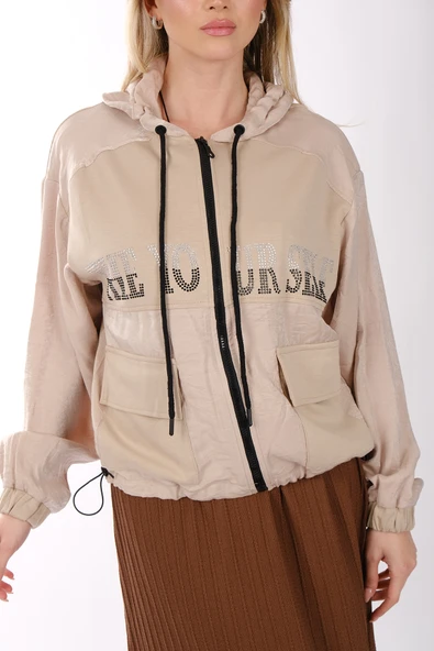 Ysatis Oversize Kapüşonlu Minimalist Kadın Ceket - Günlük Kullanım - 4