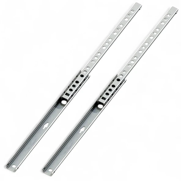 Teleskobik İnce Bilyeli Bilyalı Dolap Çekmece Rayı Sürgüsü Metal En 1.7 cm 17 mm Uzunluk 40,6 cm 406 - 2