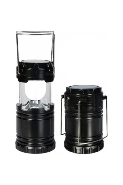 Kamp Lambası Solar Kamp Çadır Feneri Led Şarjlı Usb Girişli Işıldak Siyah