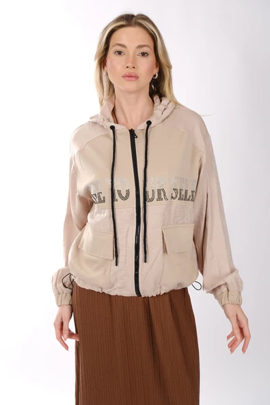 Ysatis Oversize Kapüşonlu Minimalist Kadın Ceket - Günlük Kullanım - 2