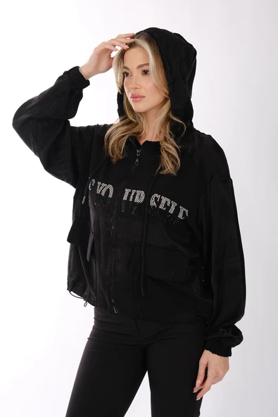 Ysatis Oversize Kapüşonlu Minimalist Kadın Ceket - Günlük Kullanım - 10