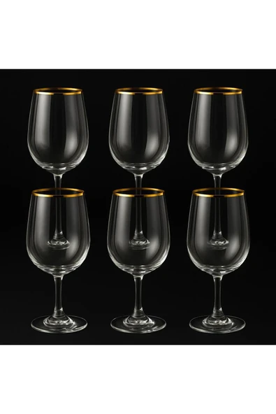 Kristal Ayaklı Bardak Altın Yaldızlı 350 ml 6 Adet - 3