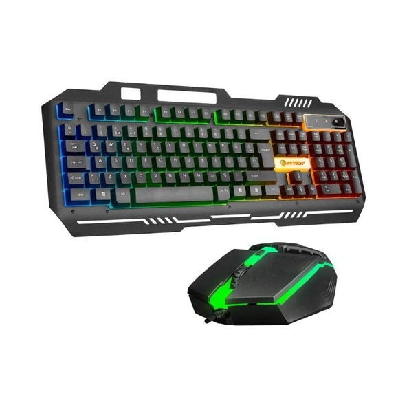 Hytech HKM-X86 Gaming Oyuncu Klavye + Mouse Set, QUIN Siyah Usb Gökkuşağı Zemin Aydınlatmalı