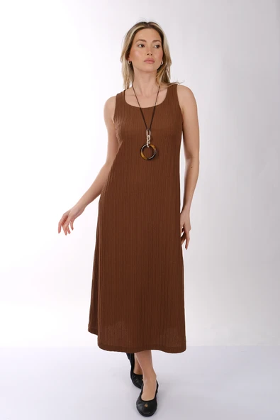 Ysatis Minimalist Kolsuz Midi Elbise - Rahat & Şık - 6