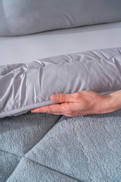 Rivaİstanbul Gri Loura Tek Kişilik Çift Taraflı Lüx Wellsoft Yorgan 155x215 cm - Resim 5