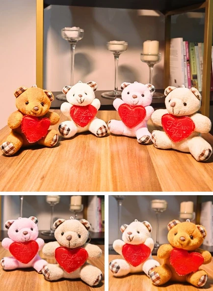 4 Adet Mini Lüx Ayıcık Kalpli Love Yazılı Hediyelik Ayıcık 11 cm x 9 cm - 4