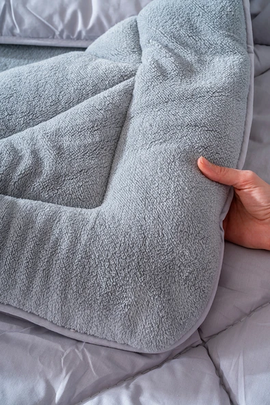 Rivaİstanbul Gri Loura Tek Kişilik Çift Taraflı Lüx Wellsoft Yorgan 155x215 cm - Resim 6