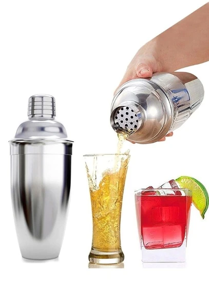750 ml Büyük Boy Shaker Kokteyl Hazırlama Kabı Bardağı Kokteyl Karıştırıcı Komple Çelik  - 8
