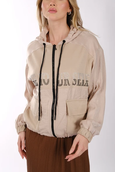 Ysatis Oversize Kapüşonlu Minimalist Kadın Ceket - Günlük Kullanım - 5