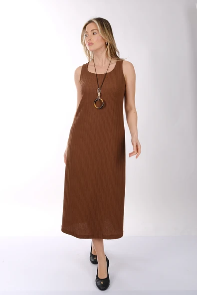 Ysatis Minimalist Kolsuz Midi Elbise - Rahat & Şık