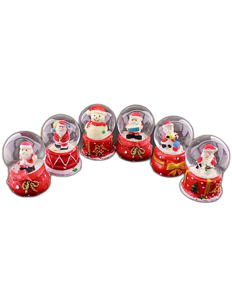 6 Adet Yeni Yıl 2024  Yılbaşı Temalı Mini Boy Işıklı Kar Küresi 6,5 cm - 4