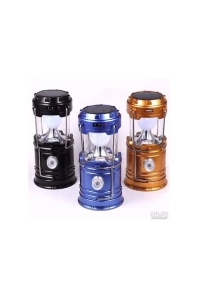 Kamp Lambası Solar Kamp Çadır Feneri Led Şarjlı Usb Girişli Işıldak Lacivert - 4