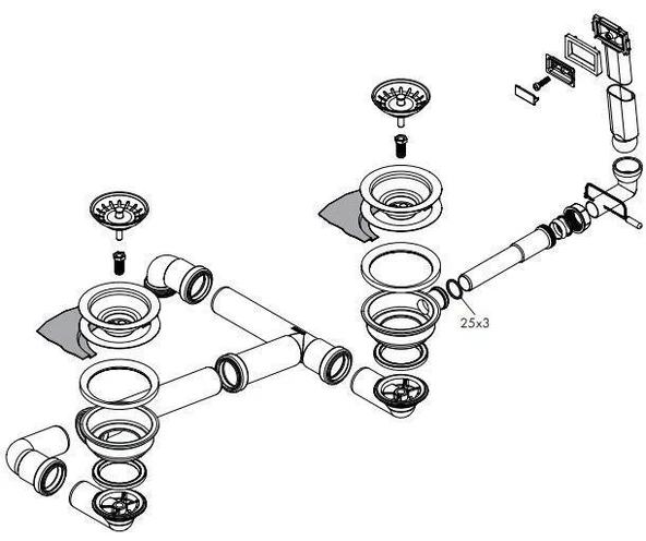 Hansgrohe S510-F635 Ankastre Granit Eviye 180/450 Beton Grisi + Manuel Gider - 4