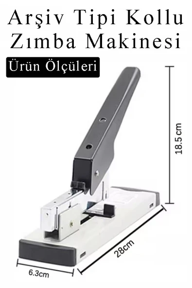 Büyük Boy Zımba Makinesi 1 Adet Arşiv Tipi Zımba Makinası 100 Yaprak Kapasiteli Zımba Teli Hediyeli Kollu Zımba Makinası - 2