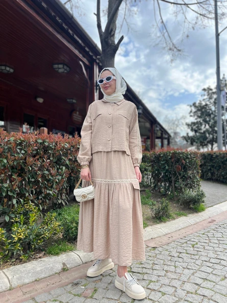 ŞERİT DETAYLI KETEN TAKIM - 4