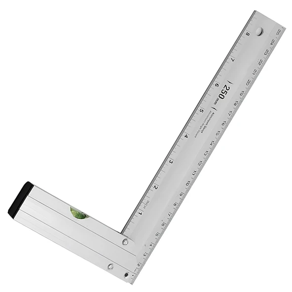 Su Terazili Alüminyum L Gönye Cetvel Kaynak Kaynakçı Marangoz Gönyesi 250 mm - 5