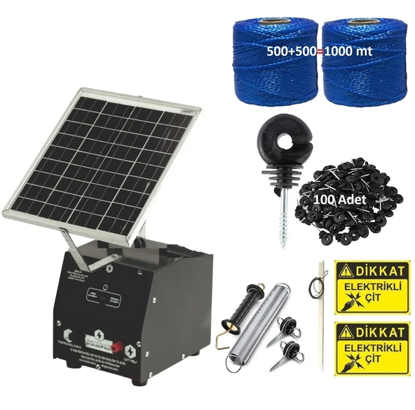 Pars P2518/1000A Güneş Enerjili Ve Akülü Elektrikli Hazır Çit Sistemi Ahşap İzolatörlü