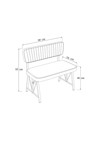 Hayat 70x110 Amalfi Mutfak Masası, Mutfak Masası Takımı, Yemek Masası, 2 Sandalye 1 Bench - Siyah - 4