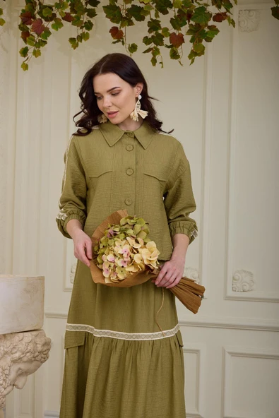 ŞERİT DETAYLI KETEN TAKIM - 2