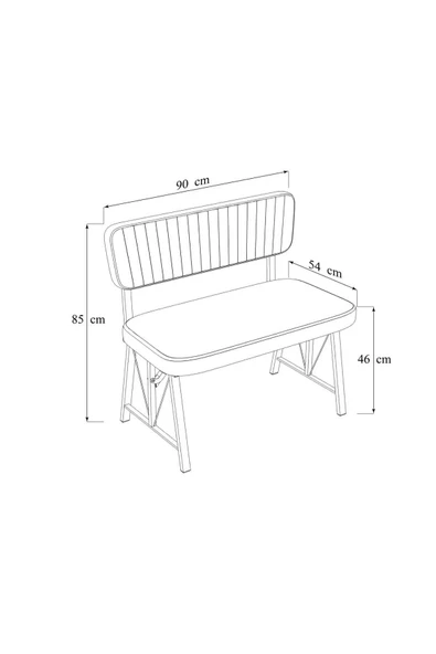 Hayat 70x110 Amalfi Mutfak Masası, Mutfak Masası Takımı, Yemek Masası, 2 Sandalye 1 Bench - Lacivert - 2