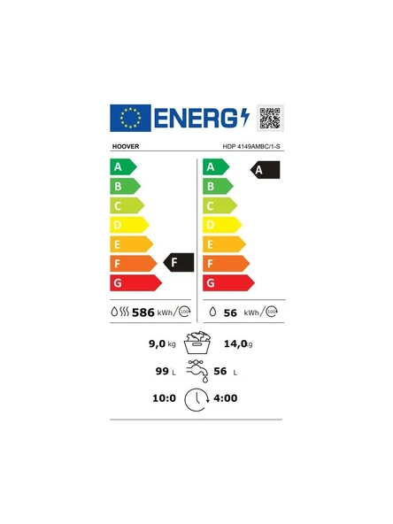Hoover Hdp 4149AMBC/1-S 14 kg Yıkama 9 kg Kurutma Wi-Fi + Bluetooth Bağlantılı 1400 Devir Çamaşır Makinesi - 6