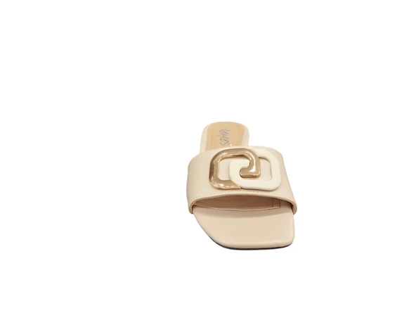 Ventes 01903Z Küt Burunlu Tokalı Kadın Kısa Kalın Topuklu Terlik - 3