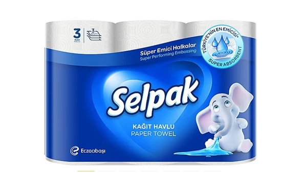 Selpak 3 Katlı 3'lü Rulo Kağıt Havlu