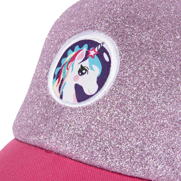Milk&Moo Ayris 7-10 Yaş Kız Çocuk Şapkası – Unicorn Temalı, Simli Pembe ve Mor Renkli, Ayarlanabilir ve Nefes Alabilir Tasarım - 4