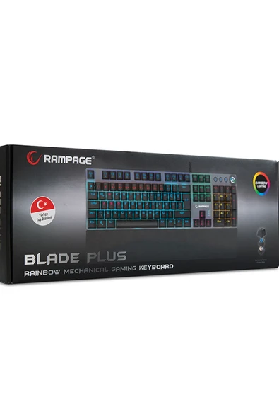 Kb-r28 Blade Plus Siyahgümüş Gökkuşağı Aydınlatmalı Türkçe Blue Switch Mekanik Klavye Gaming Klavye - Resim 7