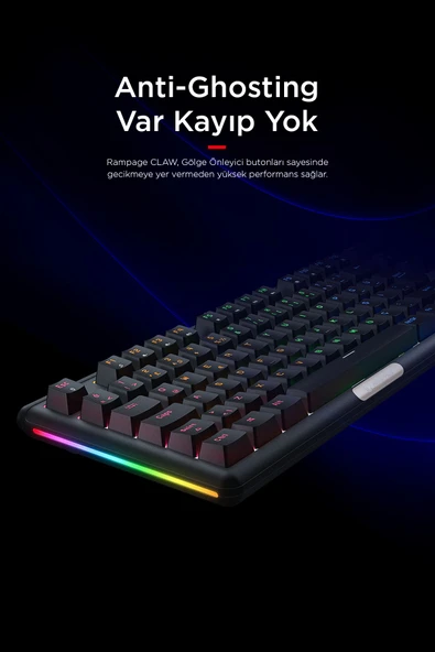 Claw Red Switch Rgb Q Mekanik Klavye Gaming Klavye Oyuncu Klavyesi TKL Klavye Antighosting Kompakt - 2